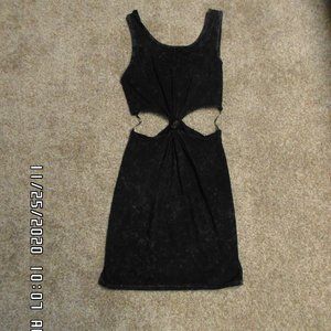 Black acid wash cut out dress